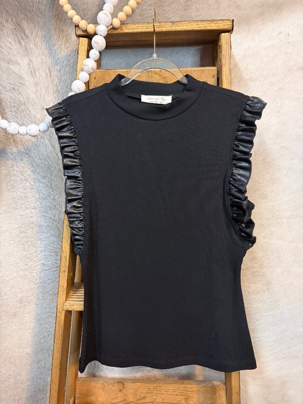 MOCK NECK RUFFLE TANK TOP